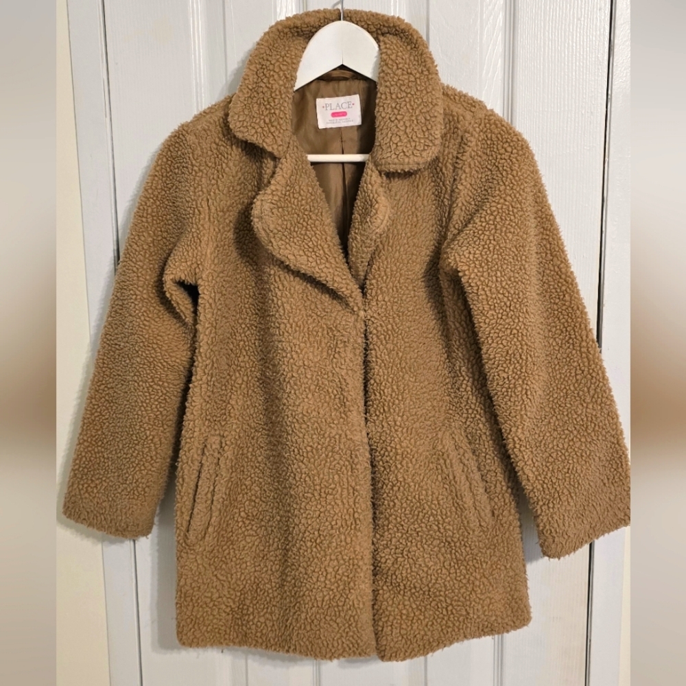 Lined Camel 🧸 Teddy Coat Girls size 10-12